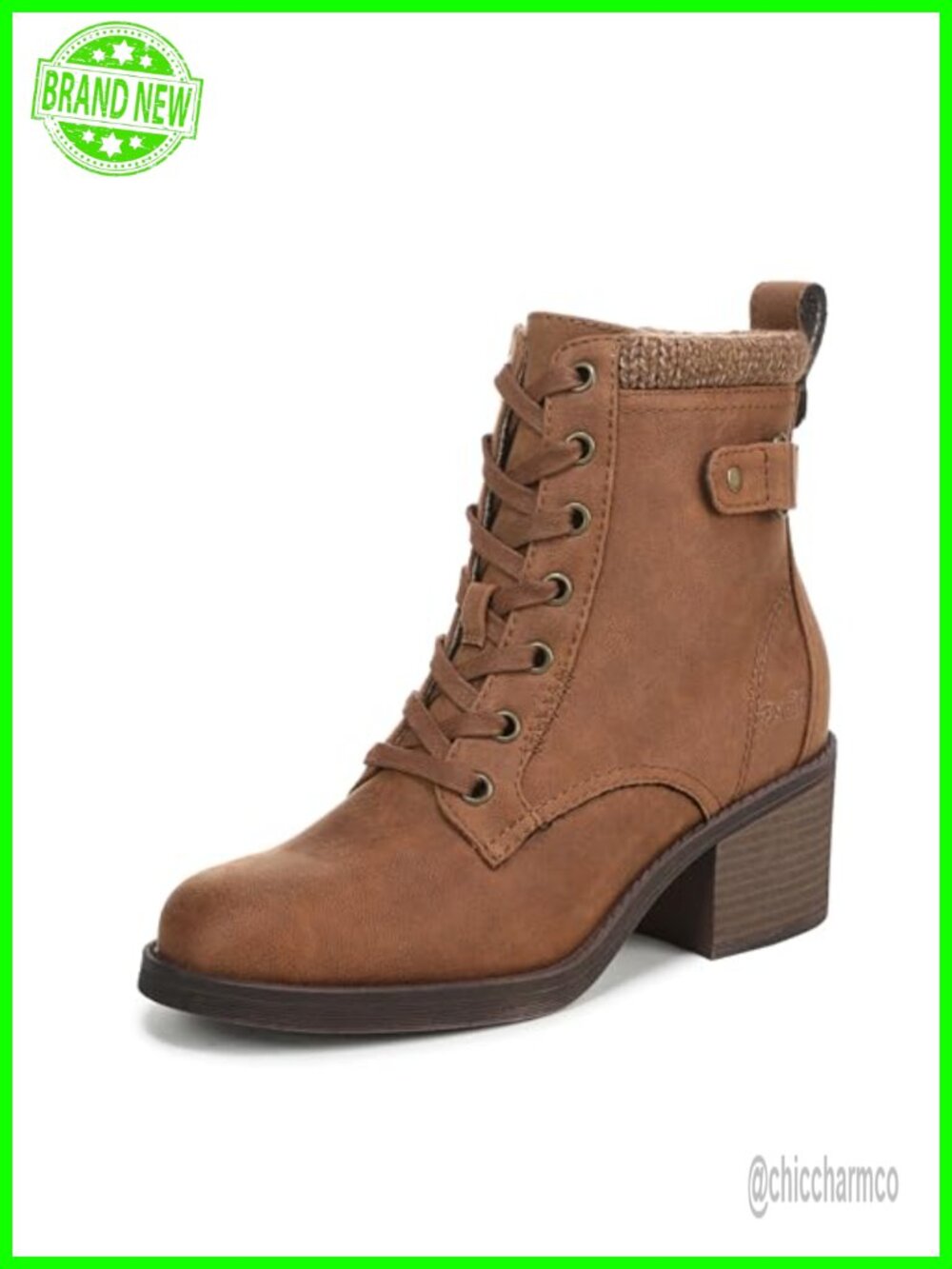 Faux Leather Ankle Bootie Sweater Knit Accent Block Heel